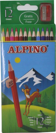 Rechizite scolare - Creioane colorate, cutie carton, 12 culori/set, ALPINO