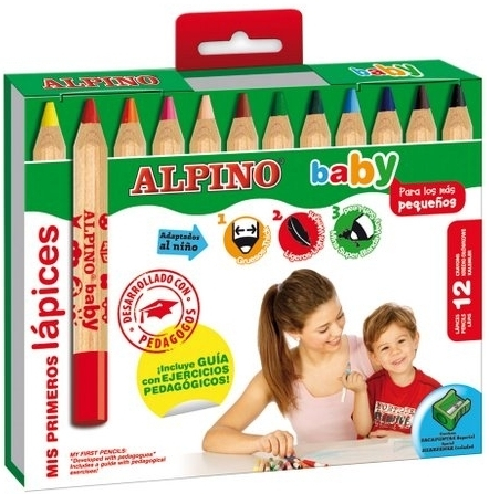 Rechizite scolare - Creioane colorate, cutie carton, 12 culori/set, ALPINO Baby