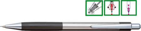 Instrumente de scris si corectura - Creion mecanic metalic PENAC Pepe, rubber grip, 0.5mm, varf metalic - accesorii negre