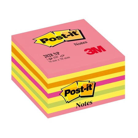 Articole din hartie - Notite adezive, Post-it, Lollipop, 76 x 76 mm, neon, 450 file