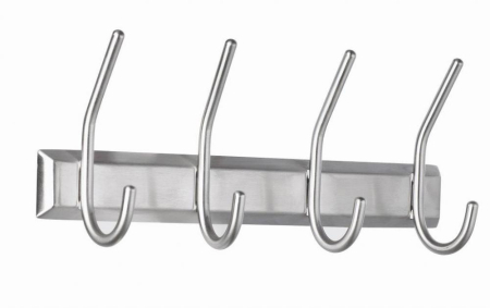 Mobilier si accesorii birou - Cuier metalic ALCO, de perete, cu 4 agatatori metalice, tip carlig - argintiu