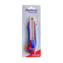 Cuttere, rezerve si cutite pentru corespondenta - Cutter Optima Premium, lama 18mm + 2 rezerve SK5, auto-incarcare, sina metalica, ABS cu rubber grip