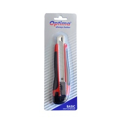 Cuttere, rezerve si cutite pentru corespondenta - Cutter Optima Basic, lama 18mm SK7, sina metalica, ABS cu rubber grip