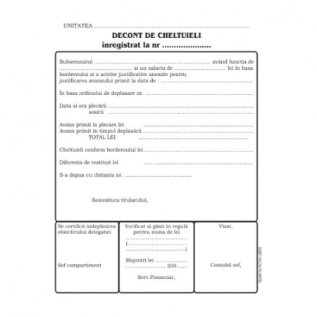 Articole din hartie - Decont de cheltuieli, format A5, 100 coli/carnet