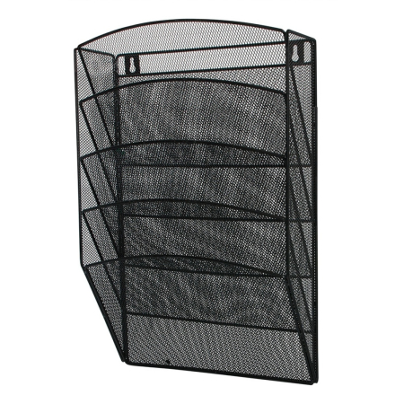 Comunicare si prezentare - Display metalic Mesh, pentru pliante si cataloage, de perete, 5 x A4, Q-Connect - negru