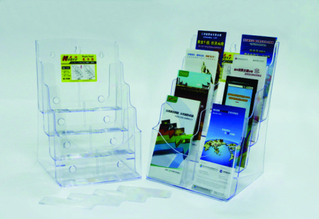 Comunicare si prezentare - Display plastic pentru brosuri, de birou/perete, 4 x A4-portrait, KEJEA - transparent