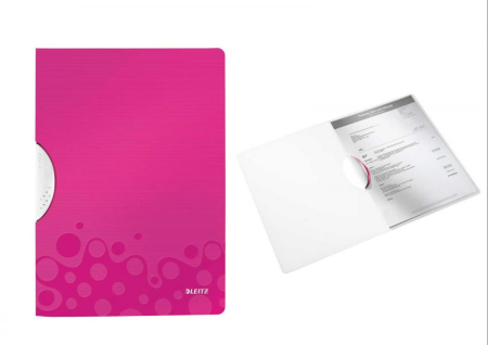 Organizare si arhivare - Dosar cu clip LEITZ Wow ColorClip, PP - roz metalizat