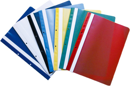 Organizare si arhivare - Dosar plastic cu sina, cu gauri, 10 buc/set, Optima - bleumarin