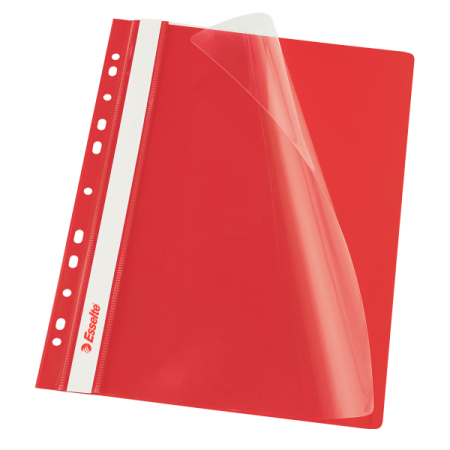 Organizare si arhivare - Dosar plastic PP, cu sina si multiperforatii, 10 buc/set, ESSELTE Vivida - rosu