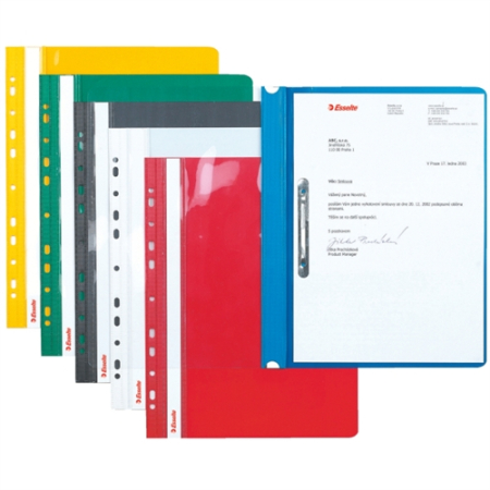 Organizare si arhivare - Dosar plastic PP, cu sina si multiperforatii, 10 buc/set, ESSELTE Vivida - verde