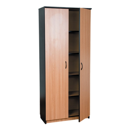 Mobilier si accesorii birou - Dulap inalt Office Line, PAL, stejar/negru, 80x36x185 cm