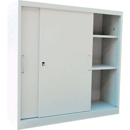 Mobilier si accesorii birou - Dulap metalic Ceha, gri, 120x42x120 cm, 2 usi culisante si 2 polite