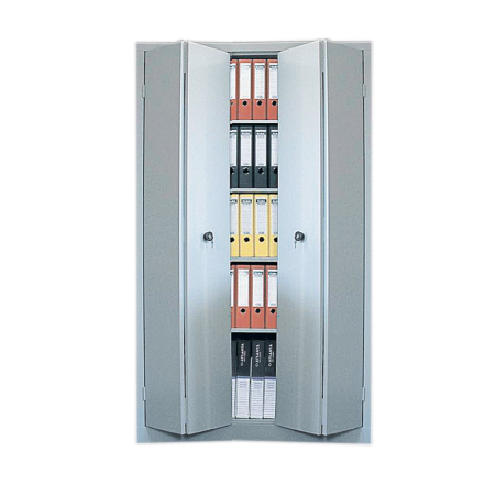 Mobilier si accesorii birou - Dulap metalic Ceha, gri, 120x42x195 cm, 2 usi pliabile si 4 polite