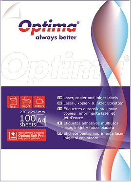 Articole din hartie - Etichete albe autoadezive  48/A4, 70 x 16,9 mm, 100 coli/top, Optima