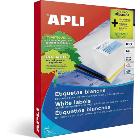 Articole din hartie - Etichete autoadezive Apli, A4, 105 x 74 mm, 800 bucati, 100 coli/top
