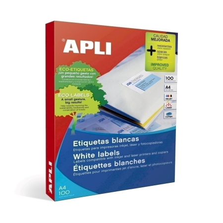 Articole din hartie - Etichete autoadezive Apli, A4, 210 x 297 mm, 100 bucati, 100 coli/top