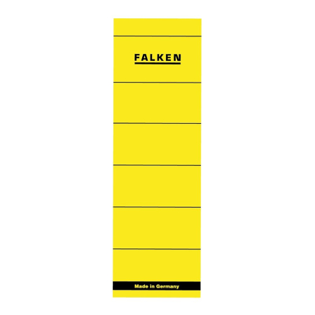 Organizare si arhivare - Etichete Falken autoadezive, pentru bibliorafturi,  60 x 190 mm, galben