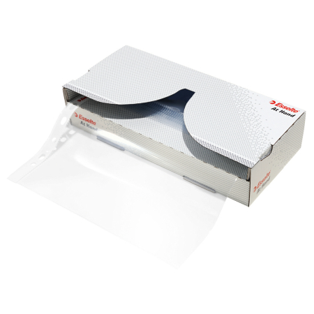 File de protectie  - Dispenser folii de protectie Esselte, A4, cristal, 55 microni, cutie de 40 buc