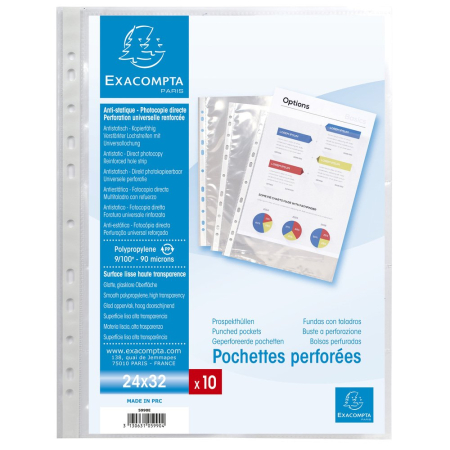 Clasoare, mape si suporti pentru carti de vizita - File de protectie Exacompta, pentru carti de vizita, 110 microni, 10 bucati/set