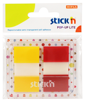 Organizare si arhivare - Film index autoadeziv 45 x 25mm, 2 x 20 file, cu dispenser, Stick"n Pop-up Lite - 2 culori trans/neo
