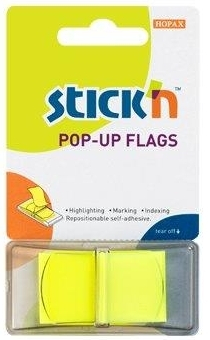 Organizare si arhivare - Film index autoadeziv 45 x 25mm, 50 file/set, cu dispenser, Stick"n Pop-up - galben