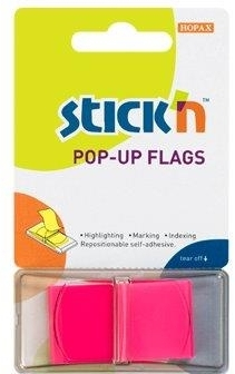 Organizare si arhivare - Film index autoadeziv 45 x 25mm, 50 file/set, cu dispenser, Stick"n Pop-up - magenta