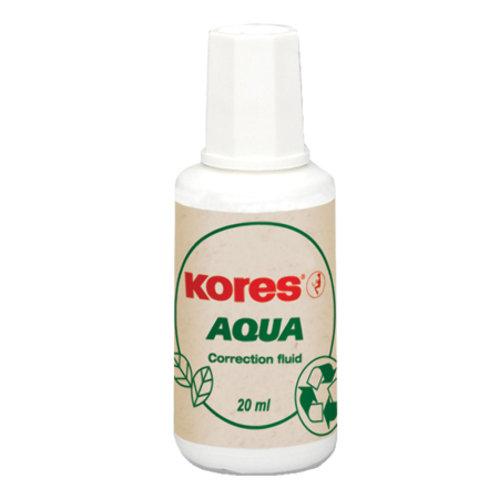 Instrumente de scris si corectura - Fluid corector Kores, 20 ml, pe baza de apa, aplicator cu pensula