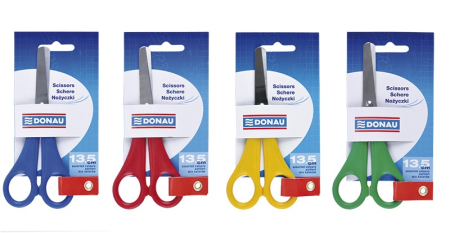 Foarfeci pentru copii - Foarfeca otel, 13cm, varf rotund, DONAU Kids - culori asortate