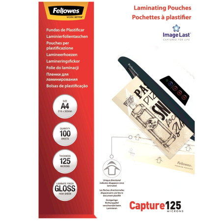Accesorii indosariere si laminare - Folie pentru laminare Fellowes, 125 microni, A4, 100 coli/top