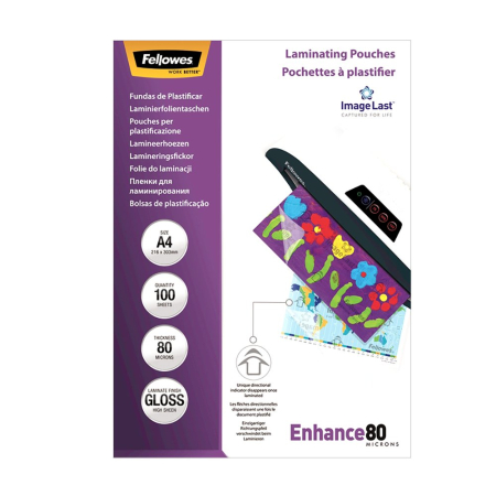 Accesorii indosariere si laminare - Folie pentru laminare Fellowes, 80 microni, A4, 100 coli/top