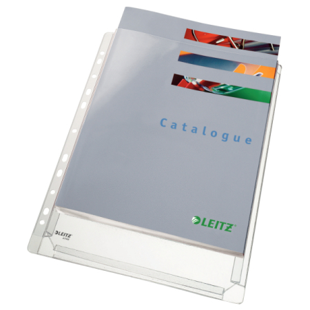 File de protectie  - Folie protectie documente A4, cu burduf, PP - 170 microni, 10 buc/set, LEITZ Jumbo