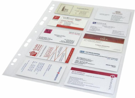Clasoare, mape si suporti pentru carti de vizita - Folie protectie pentru 20 carti de vizita, 120 microni, 10/set, Optima - cristal