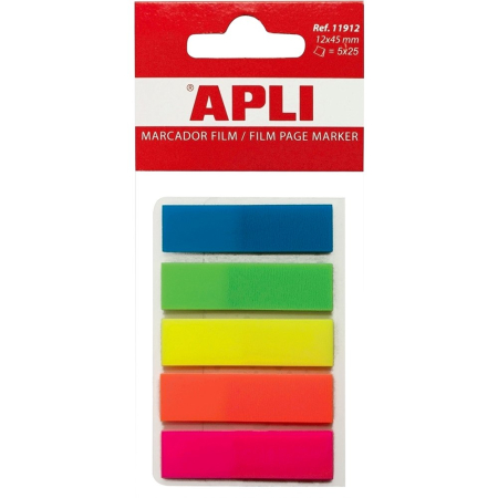 Organizare si arhivare - Index Apli ,autoadeziv, plastic,  12 x 45 mm, 5 culori  x 25 file