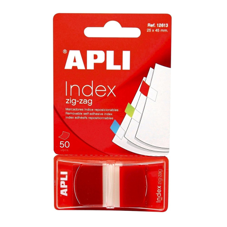 Organizare si arhivare - Index Apli, autoadeziv zig-zag,  24 x 45 mm, rosu