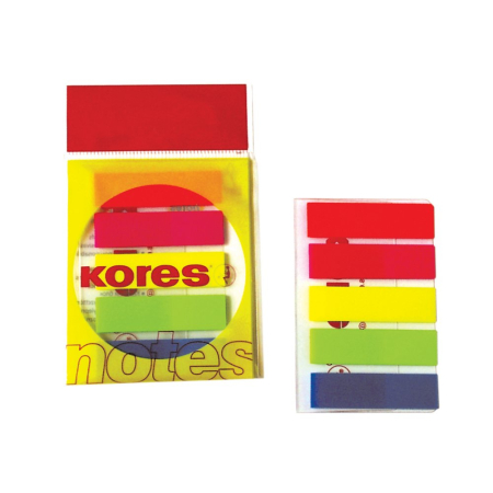 Organizare si arhivare - Index Kores, autoadeziv, plastic,  12 x 45 mm, 5 culori x 25 file/culoare