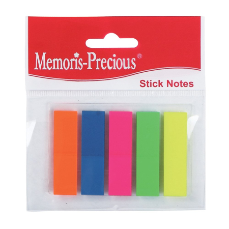 Organizare si arhivare - Index Memoris - Precious, autoadeziv, plastic,  12 x 45 mm, 5 culori/set, 25 file/culoare