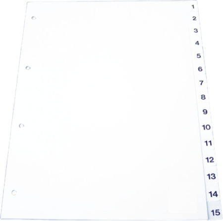 Organizare si arhivare - Index plastic gri, numeric 1-10, A4, 120 microni, Optima