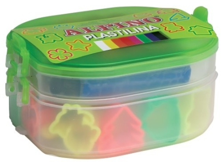 Rechizite scolare - Kit 8 culori x 80gr plastilina +  10 forme modelaj + roller, ALPINO