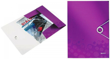 Organizare si arhivare - Mapa cu elastic LEITZ Wow, plastic PP - mov metalizat