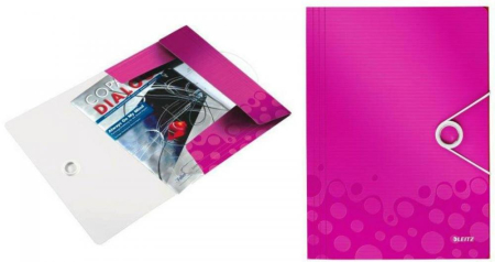 Organizare si arhivare - Mapa cu elastic LEITZ Wow, plastic PP - roz metalizat