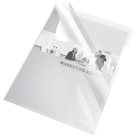 Organizare si arhivare - Mapa "L" pentru documente A4, 150 microni, 25/set, ESSELTE - transparent cristal