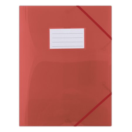 Organizare si arhivare - Mapa plastic cu elastic pe colturi, cu eticheta, 480 microni, DONAU - rosu transparent