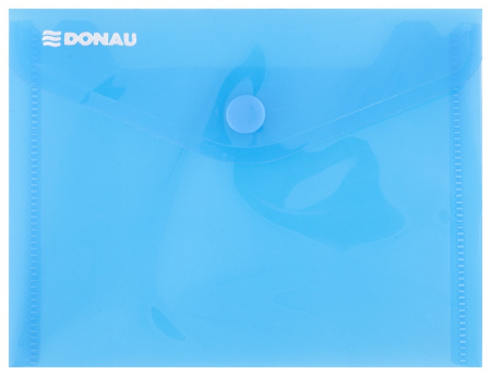 Organizare si arhivare - Mapa PP protectie documente A6 landscape, inchidere cu capsa, 10/set, DONAU - albastru transparent