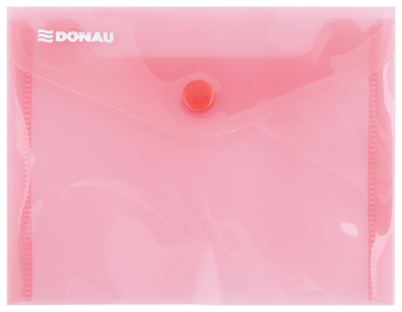 Mape din plastic - Mapa PP protectie documente A6 landscape, inchidere cu capsa, 10/set, DONAU - rosu transparent