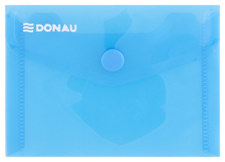 Organizare si arhivare - Mapa PP protectie documente A7 landscape, inchidere cu capsa, 10/set, DONAU - albastru transparent