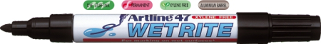 Instrumente de scris si corectura - Marker ARTLINE 47, pentru suprafete umede, corp metalic, varf rotund 1.5mm - negru