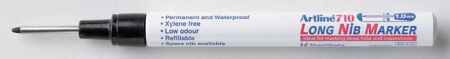 Markere speciale - Marker ARTLINE 710, pentru locuri greu accesibile, corp metalic, varf lung, 1,0mm - negru
