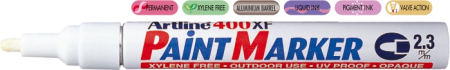 Instrumente de scris si corectura - Marker cu vopsea ARTLINE 400XF, corp metalic, varf rotund 2.3mm - alb