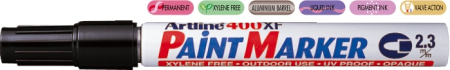 Instrumente de scris si corectura - Marker cu vopsea ARTLINE 400XF, corp metalic, varf rotund 2.3mm - negru