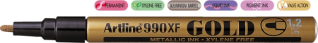 Instrumente de scris si corectura - Marker cu vopsea ARTLINE 990XF, corp metalic, varf rotund 1.2mm - auriu